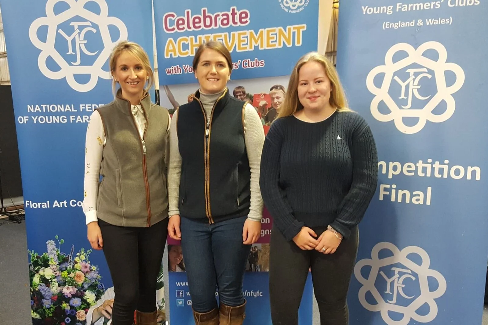 Anna Rogers, Presteigne YFC, Ella Harris, Teme Valley YFC & Emma Jones, Radnor Valley YFC in the Floral Arts.