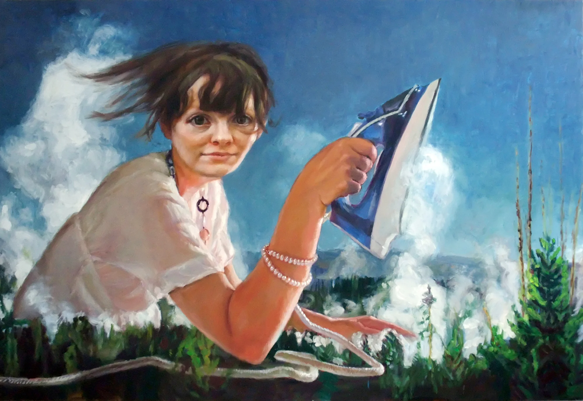 'Ironing Lady' 195x130 cm, oil on linen