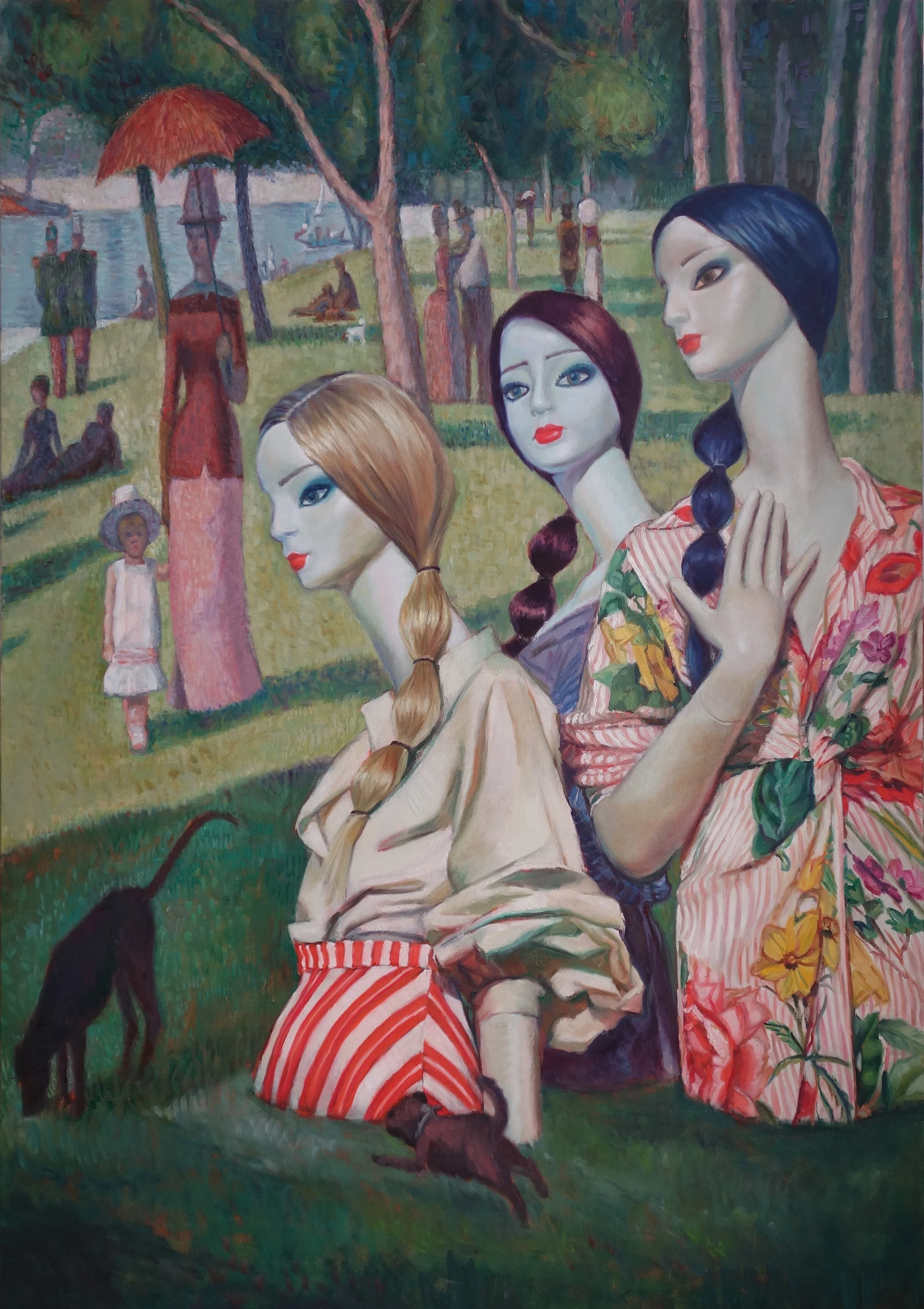 'Hey Siri, Alexa, Cortana! Are you listening to me?' 170x120cm, oil on linen
