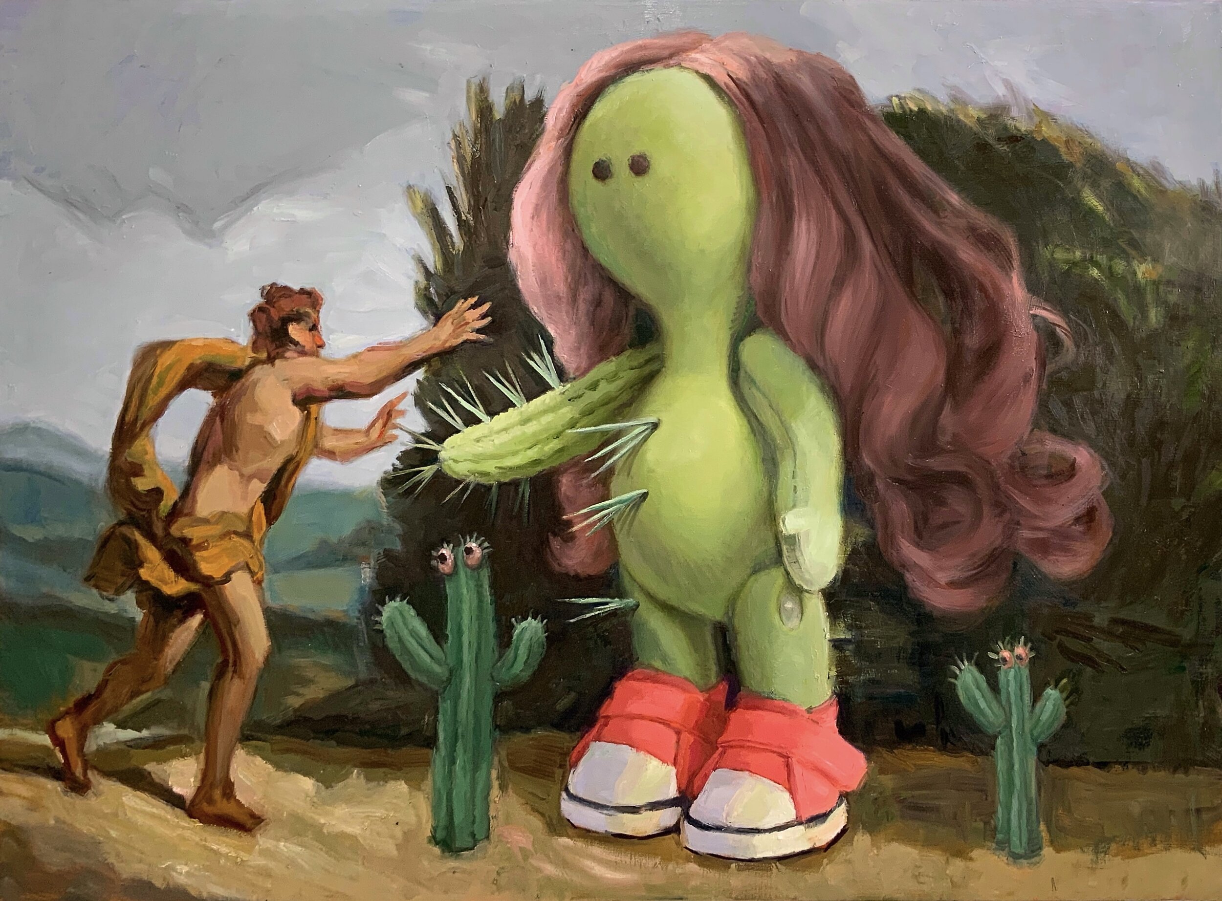 Cactus-Girl shows what she’s made of 120 x 170 cm, oil and enamel on linen 2021