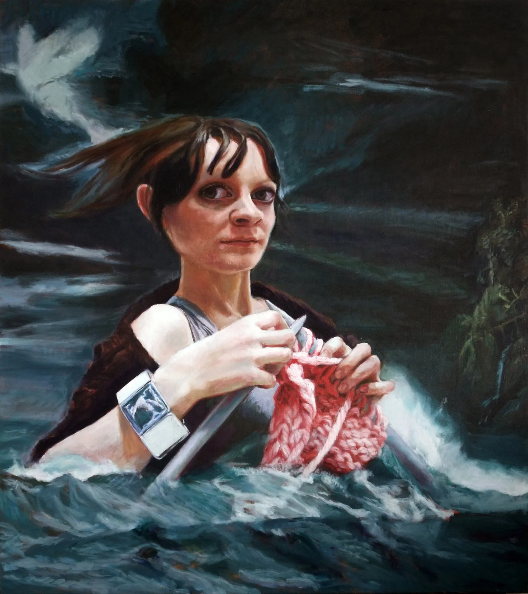 'Ocean Knitter' 180x160 cm, oil on linen, 2009 (private collection)
