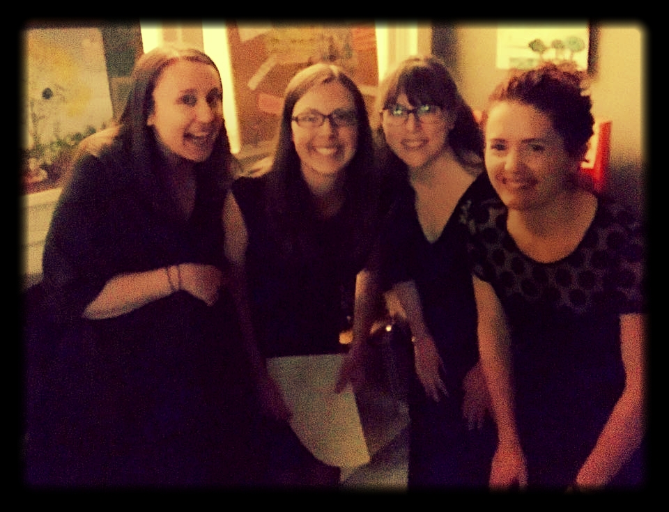 Aella members Erin, Jenn, Kara and Cait backstage at "Food for Thought: A Cabaret."