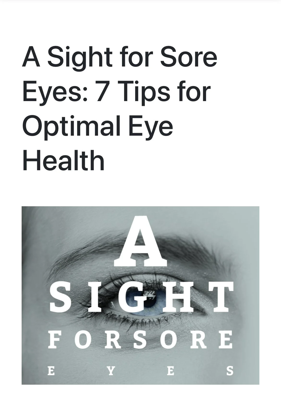 Optimal Eye Health tips