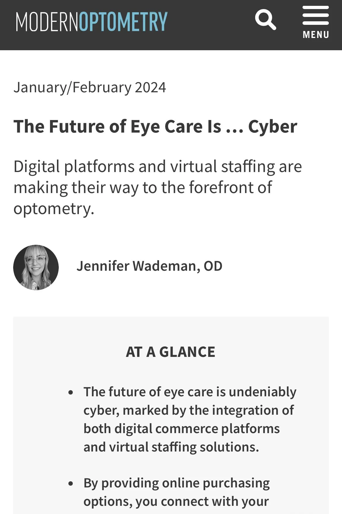 The Future of Eye Care is ... Cyber.