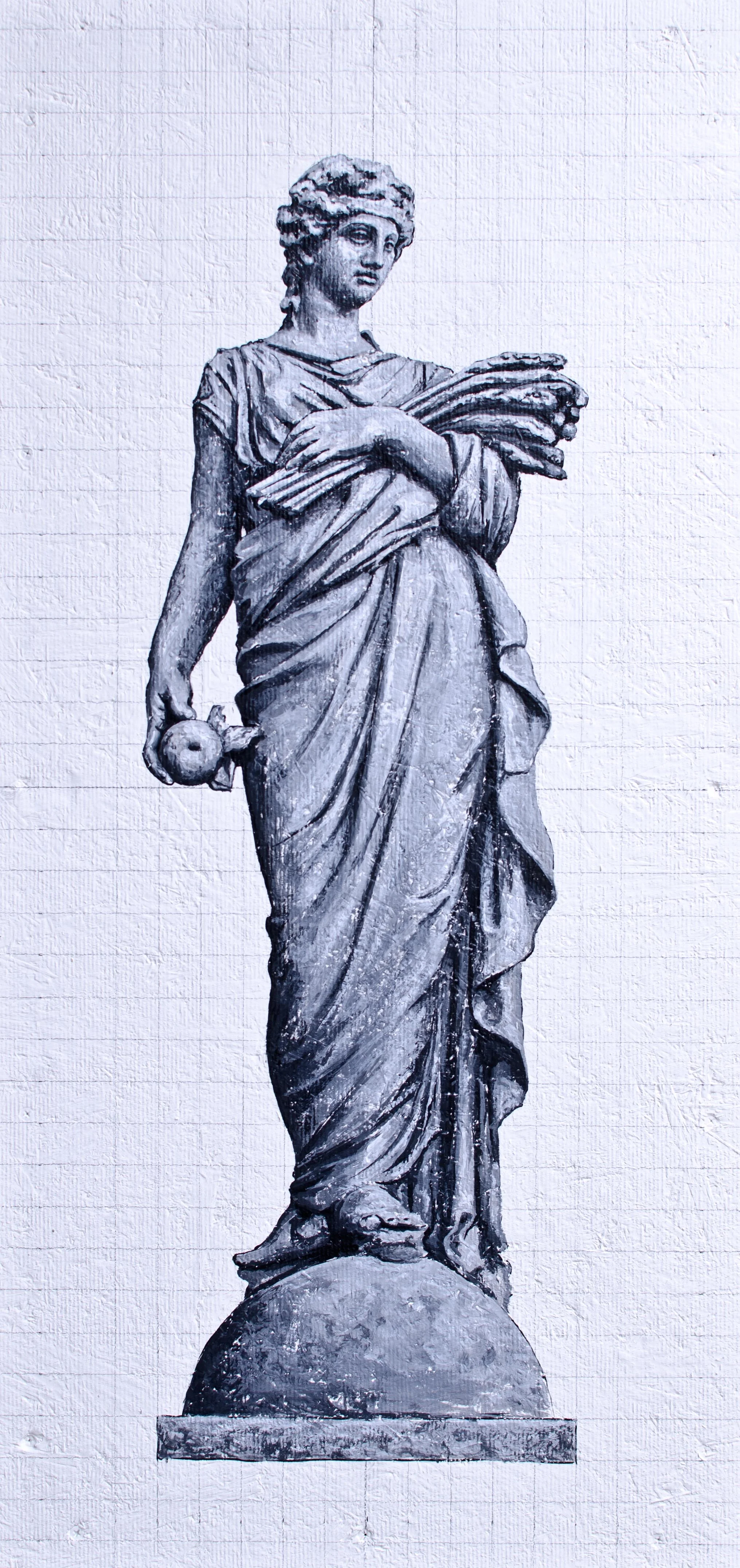 Agriculture - Classically draped with an apple in her right hand and sheaf wheat cradled in her left arm - 18/36"