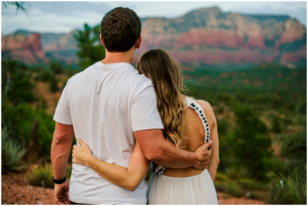  Summer Sedona Engagement Photos with Sedona Red Rock Mountains in the background. 
