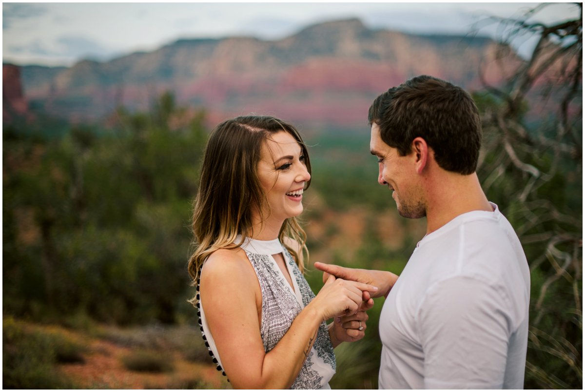  Summer Sedona Engagement Photos with Sedona Red Rock Mountains in the background. 