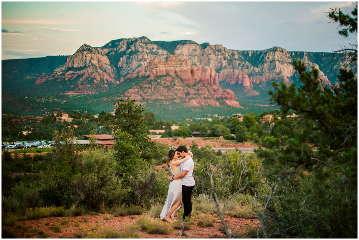  Summer Sedona Engagement Photos with Sedona Red Rock Mountains in the background. 