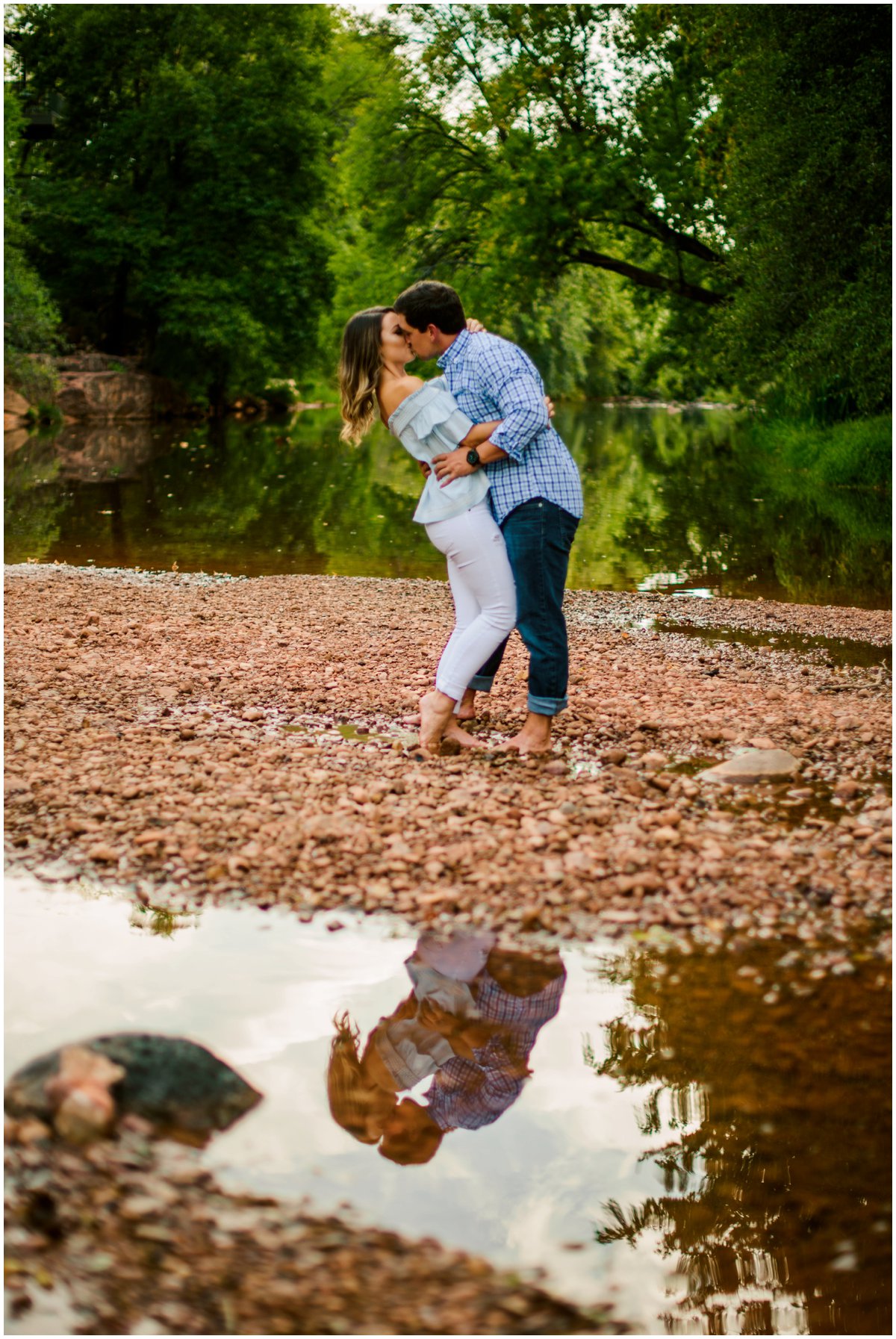  Summer Sedona Engagement Photos at Tlaquepaque and Oak Creek Canyon. 