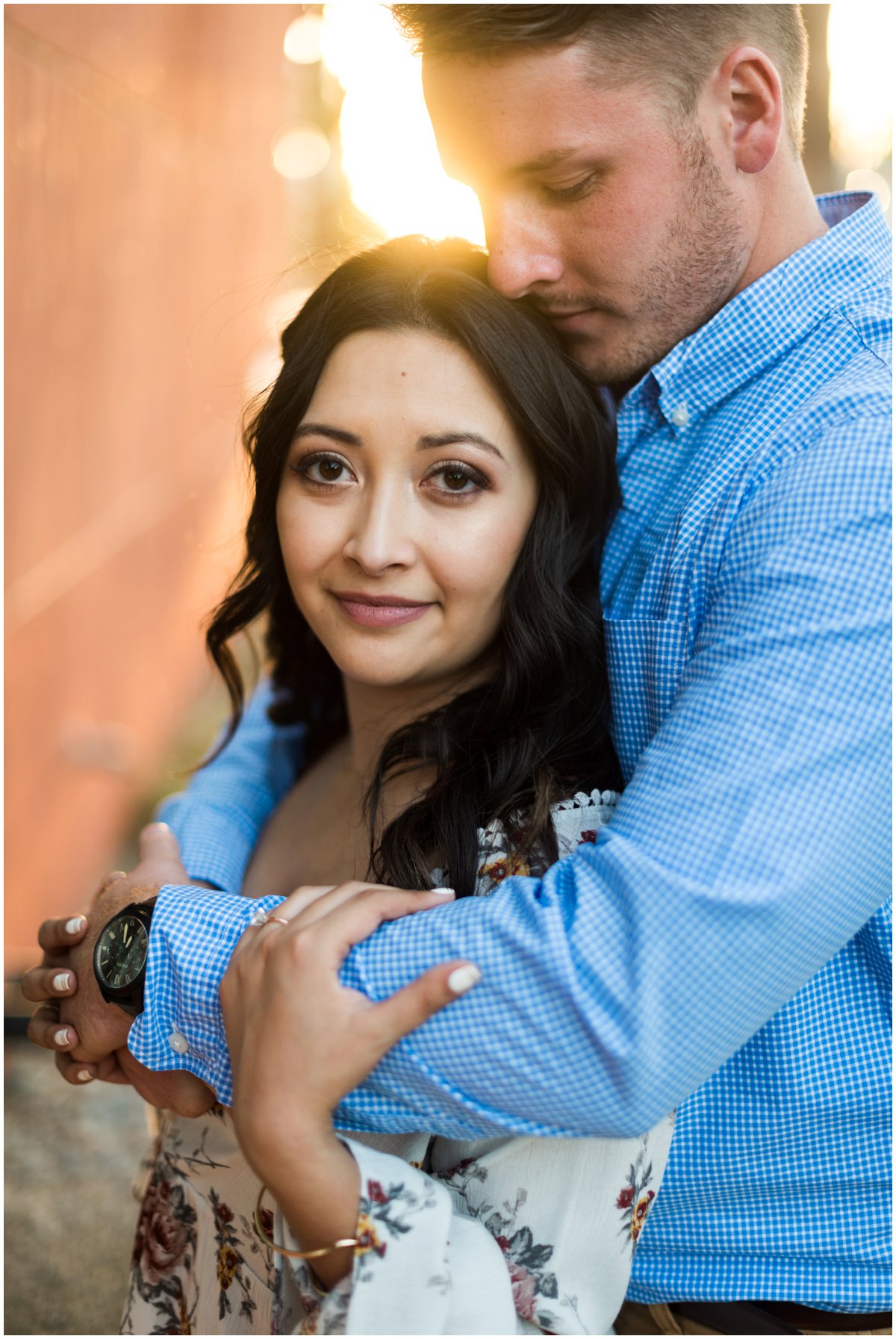  Fun and Colorful Engagement Photos at Scottsdale Civic Center in Scottsdale, Arizona with Minto Be Bride Blogger, Valerie Garcia. 