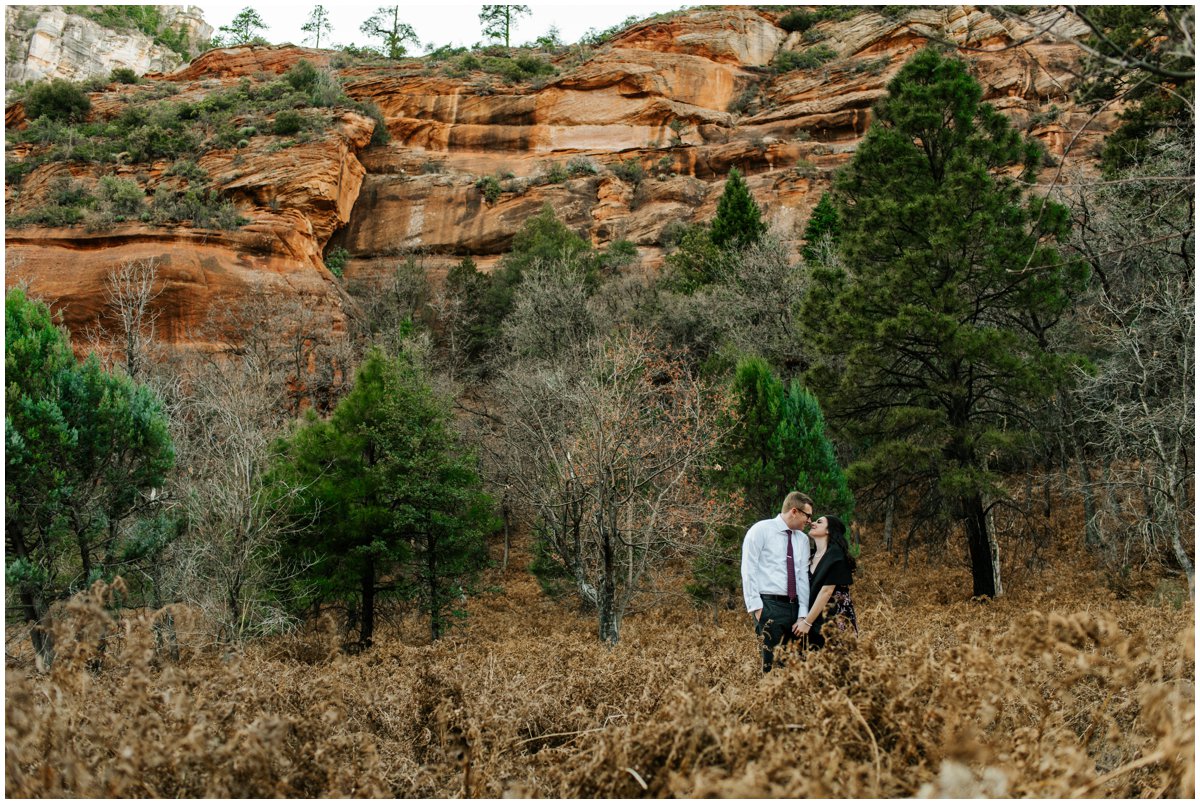 Fun Engagement Photos in Sedona, Arizona during Winter.