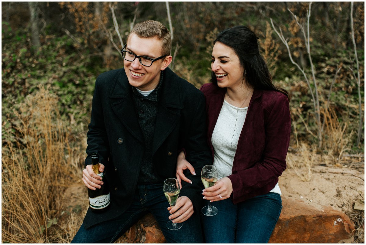 Fun Engagement Photos in Sedona, Arizona during Winter.