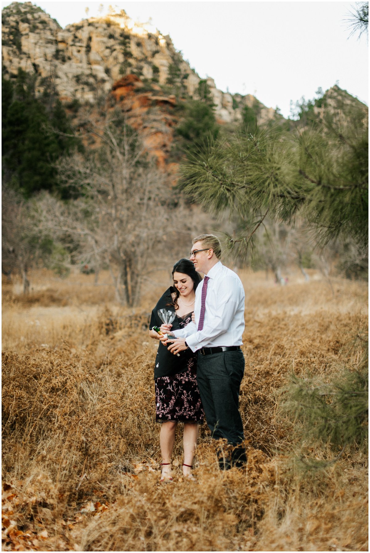 Fun Engagement Photos in Sedona, Arizona during Winter.