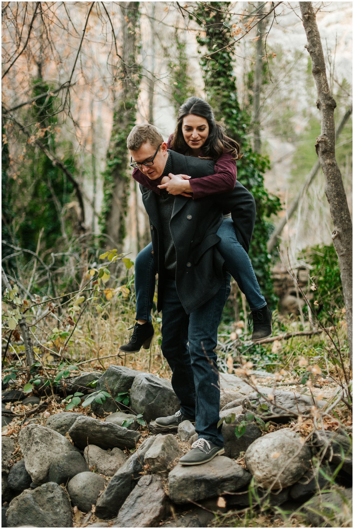 Fun Engagement Photos in Sedona, Arizona during Winter.