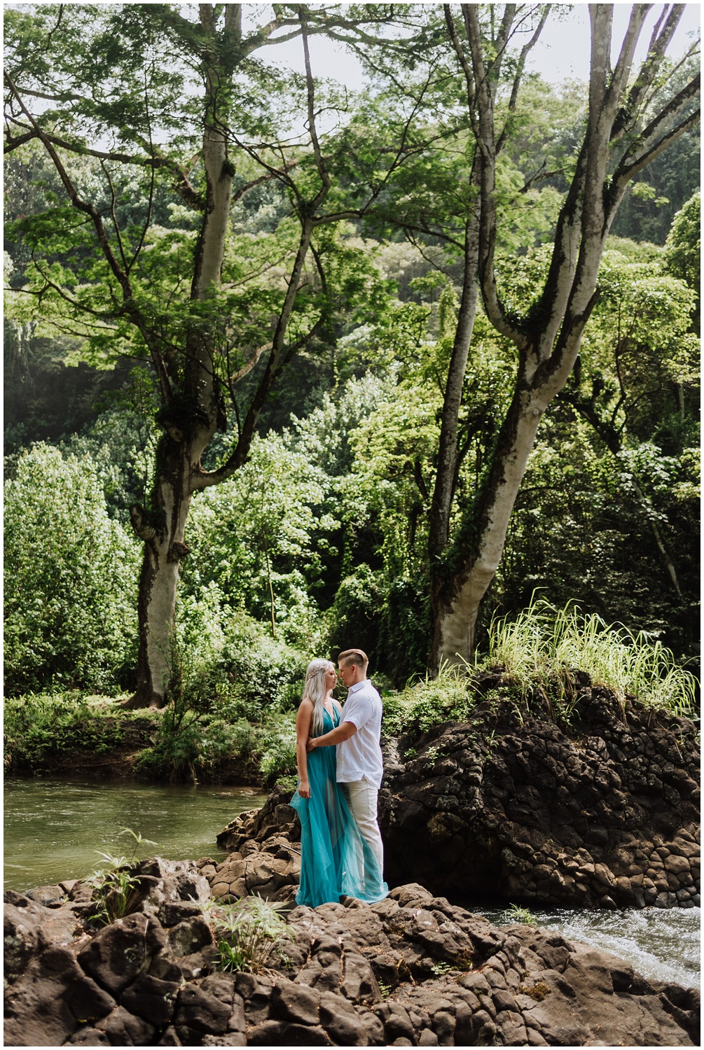 Epic Engagement Photos with a Waterfall in Hawaii