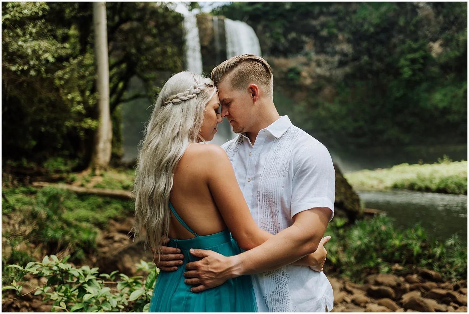Epic Engagement Photos with a Waterfall in Hawaii