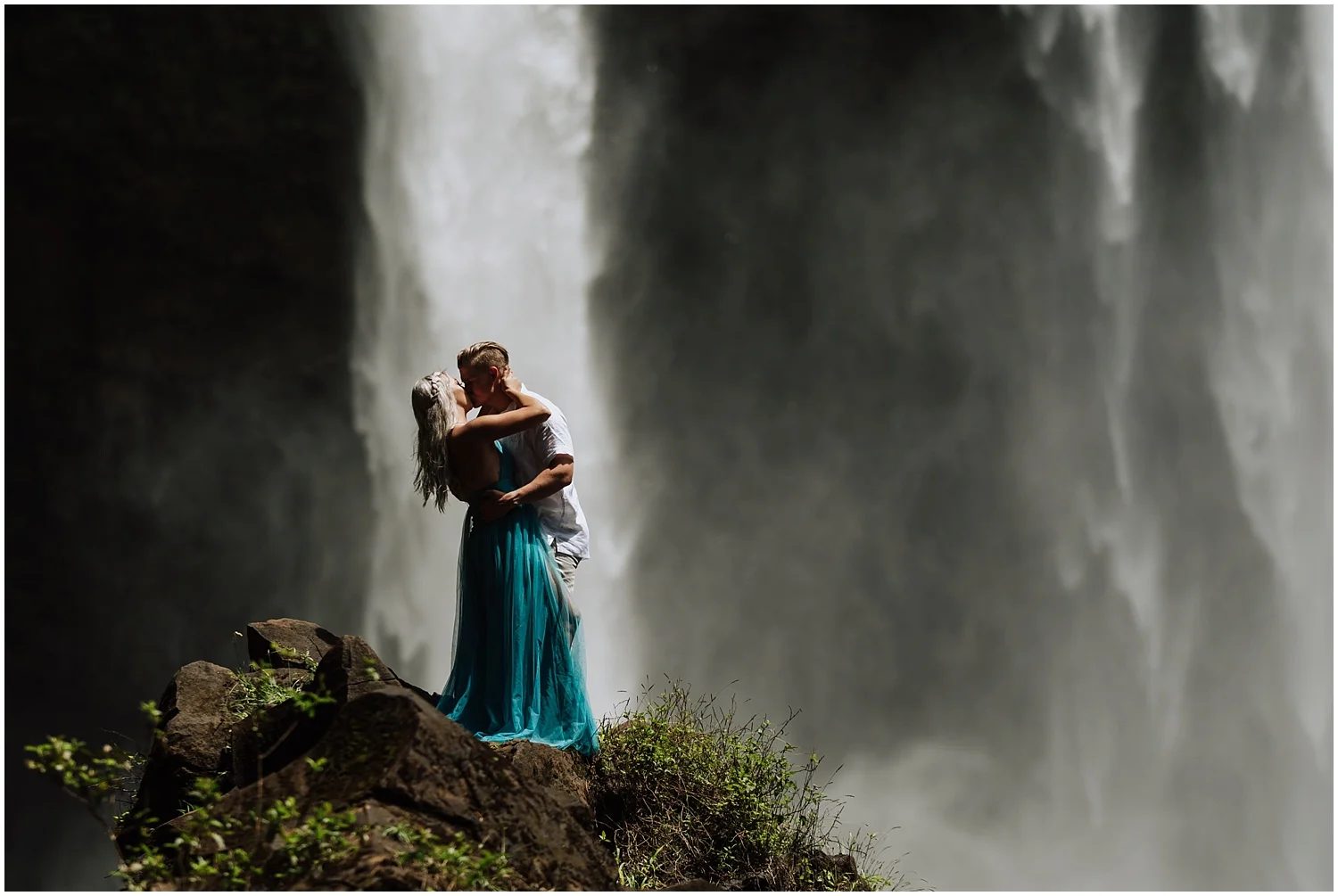 Epic Engagement Photos with a Waterfall in Hawaii