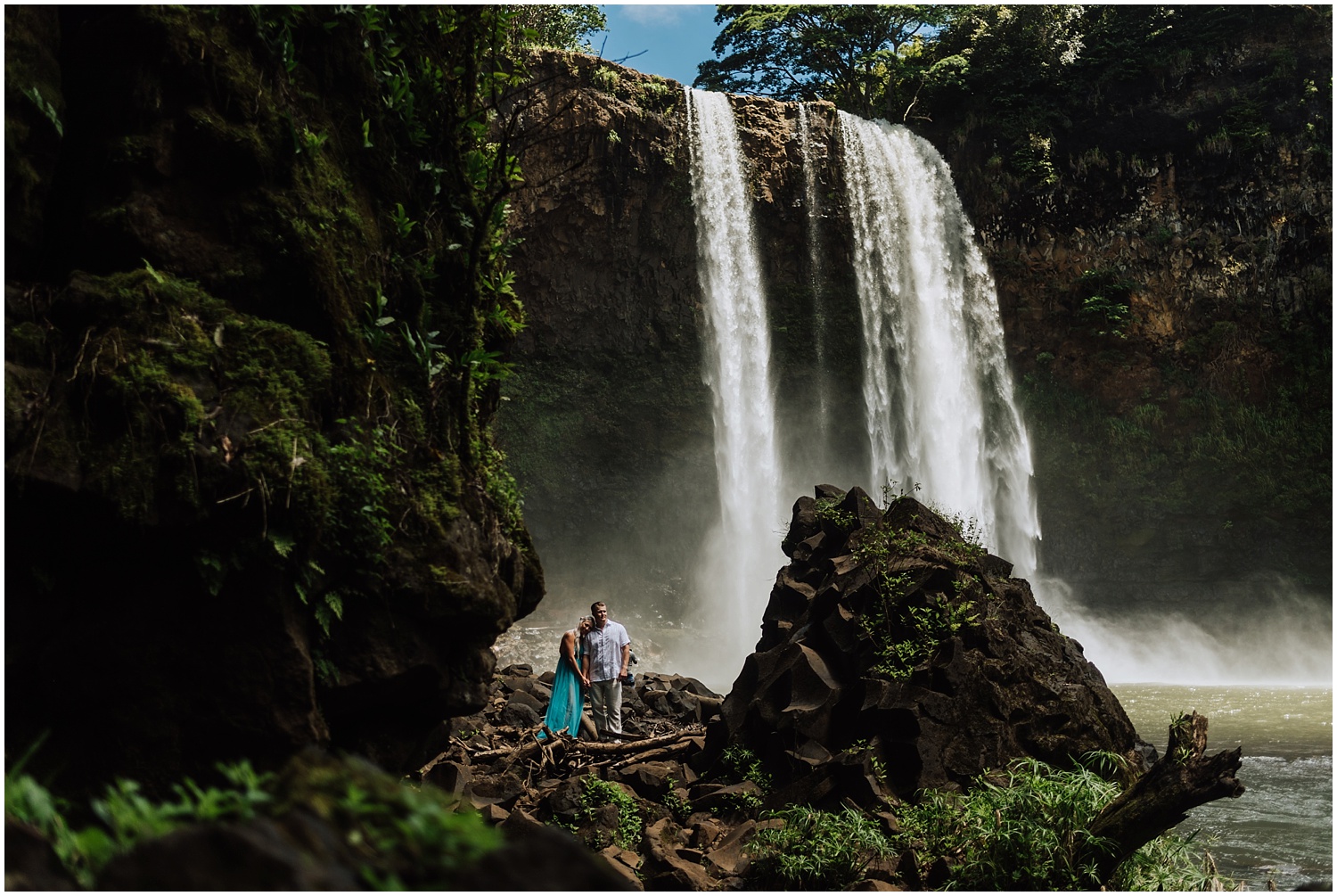 Epic Engagement Photos with a Waterfall in Hawaii