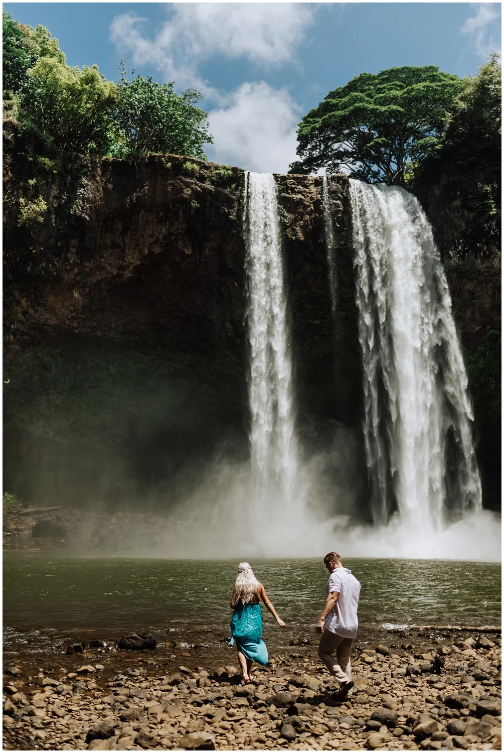 Epic Engagement Photos with a Waterfall in Hawaii