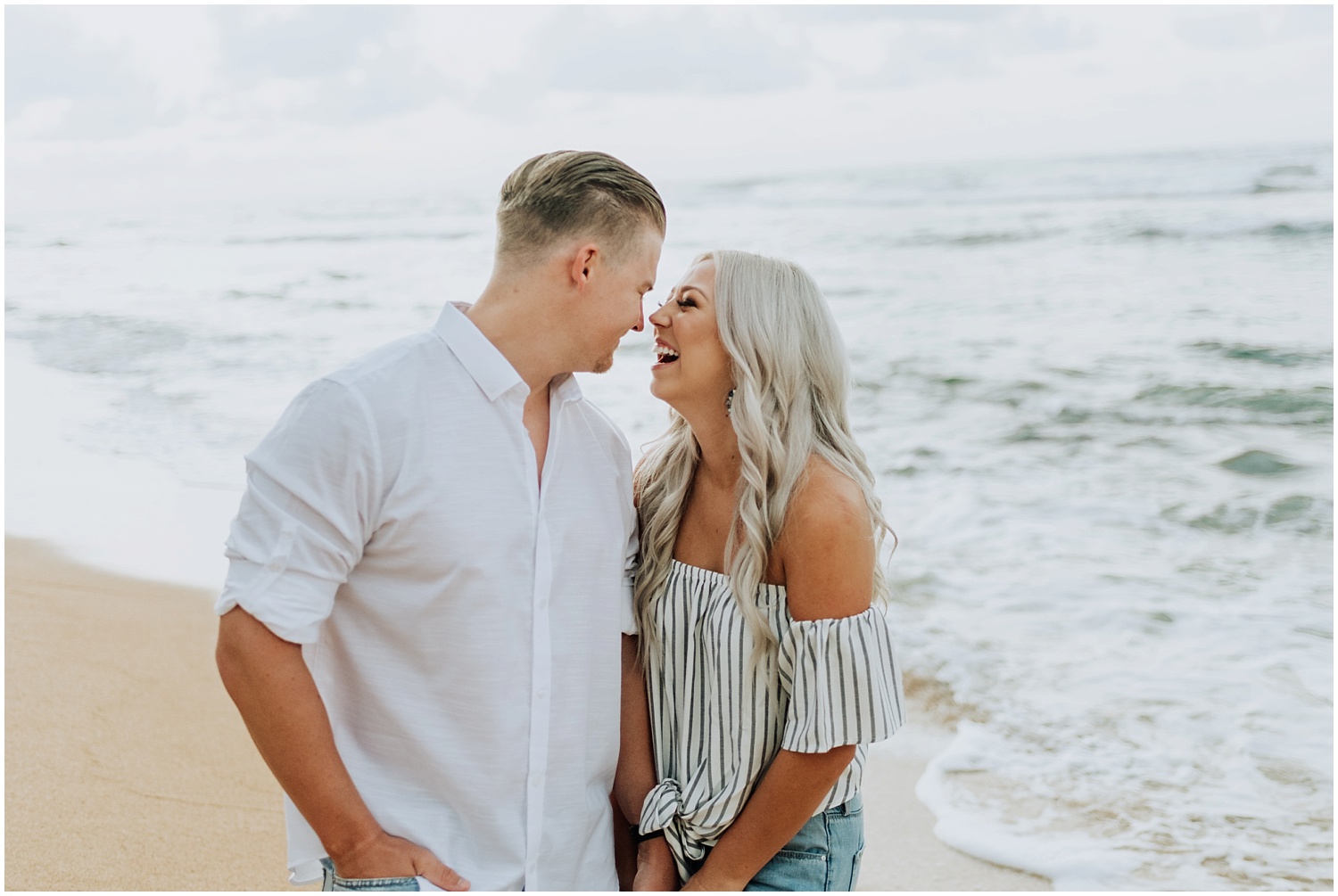 Hawaii Sunrise Beach Engagement Photos