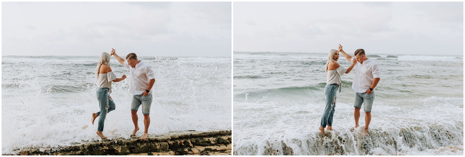 Hawaii Sunrise Beach Engagement Photos