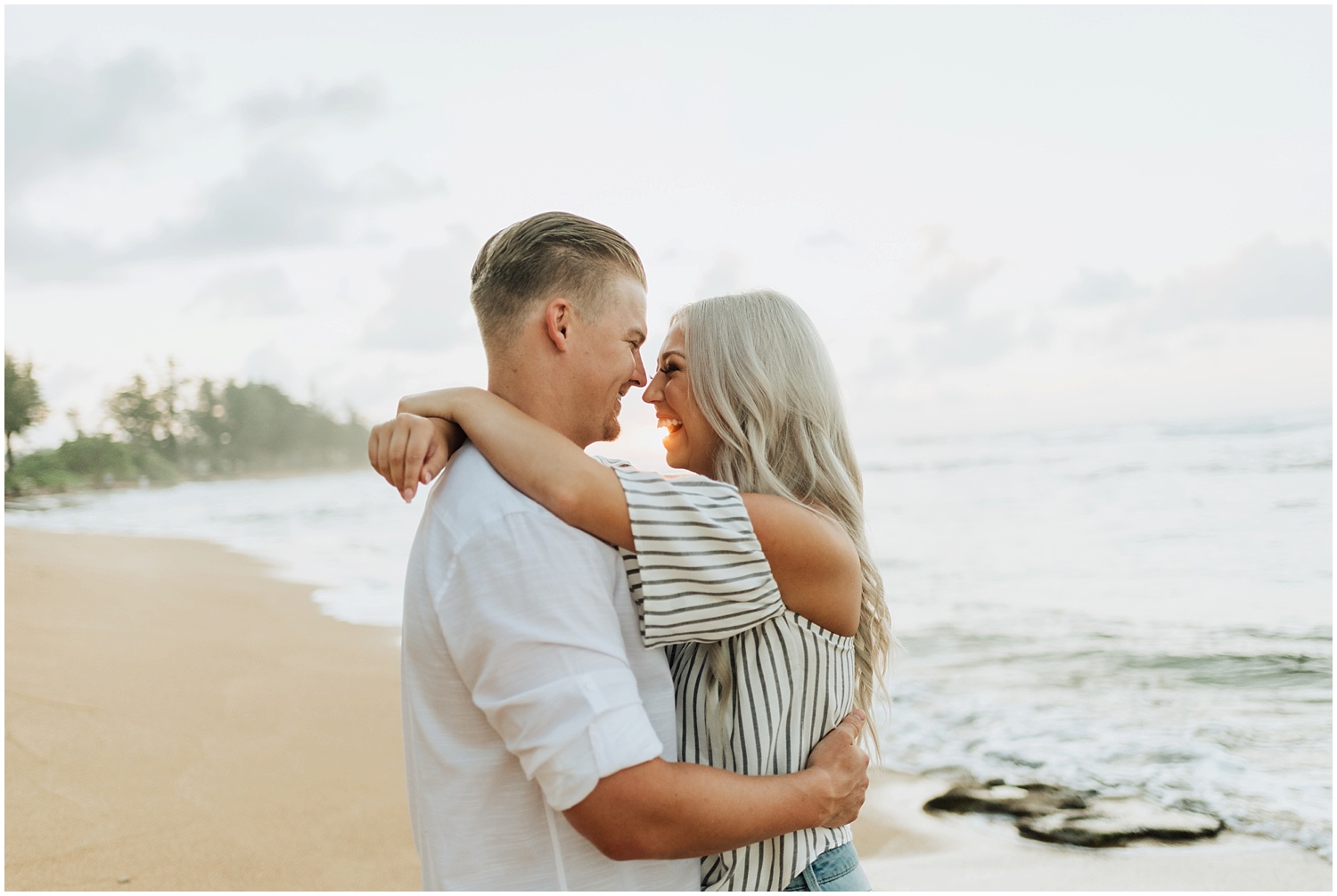 Hawaii Sunrise Beach Engagement Photos