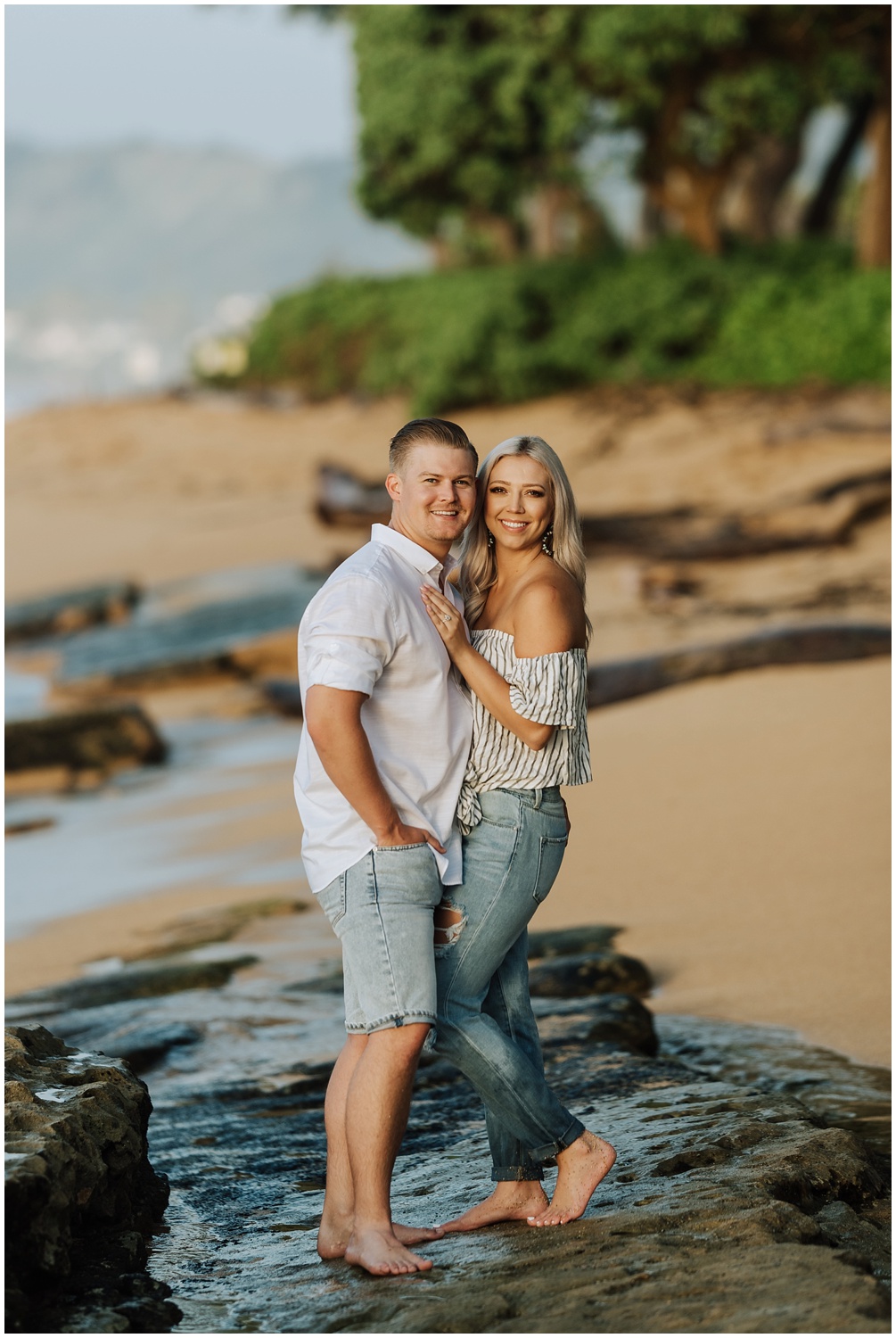 Hawaii Sunrise Beach Engagement Photos