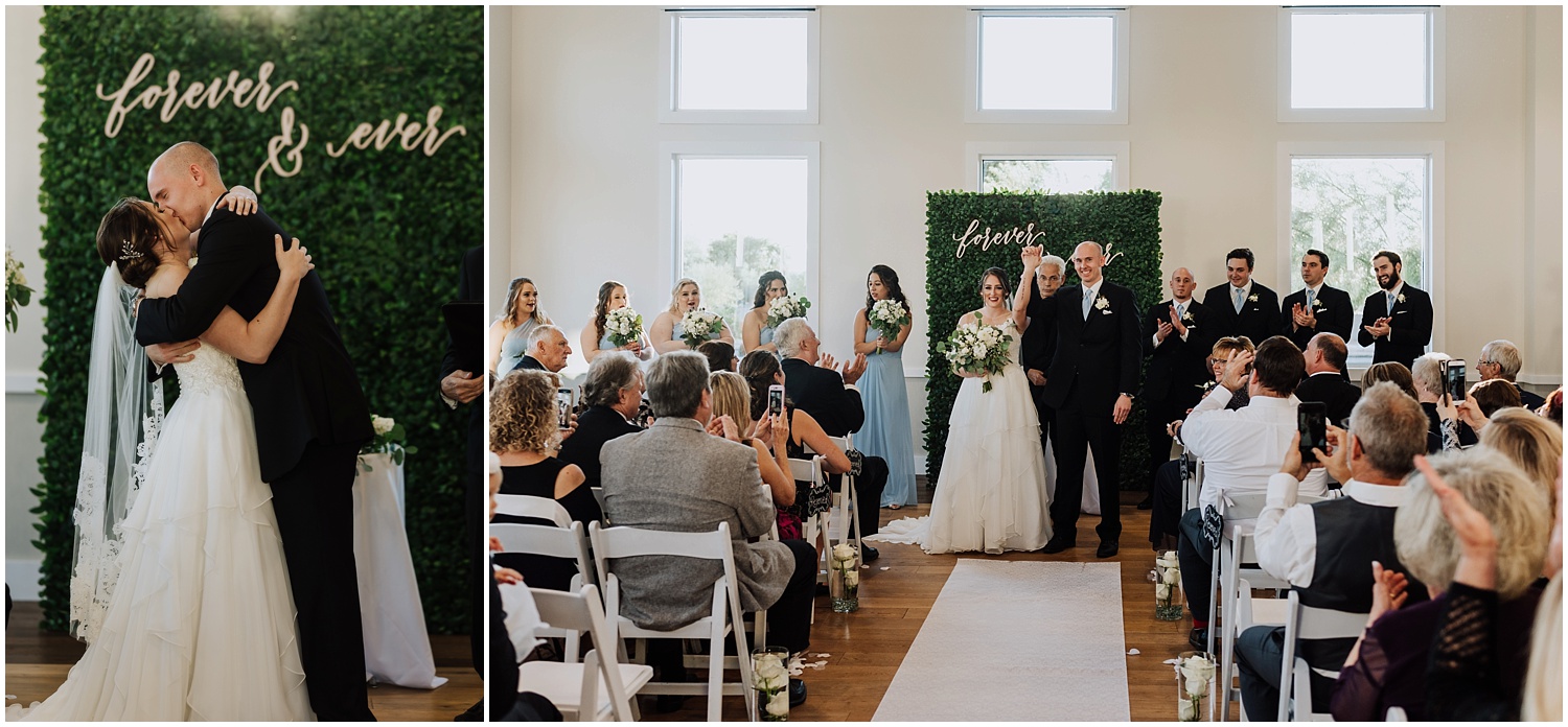 Indoor Wedding Ceremony with a Greenery Background