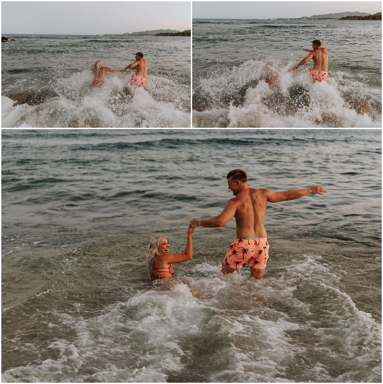 Beach Engagement Photos in the Ocean