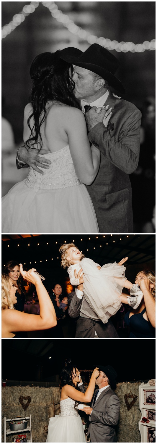 Fun country themed wedding reception in a barn.