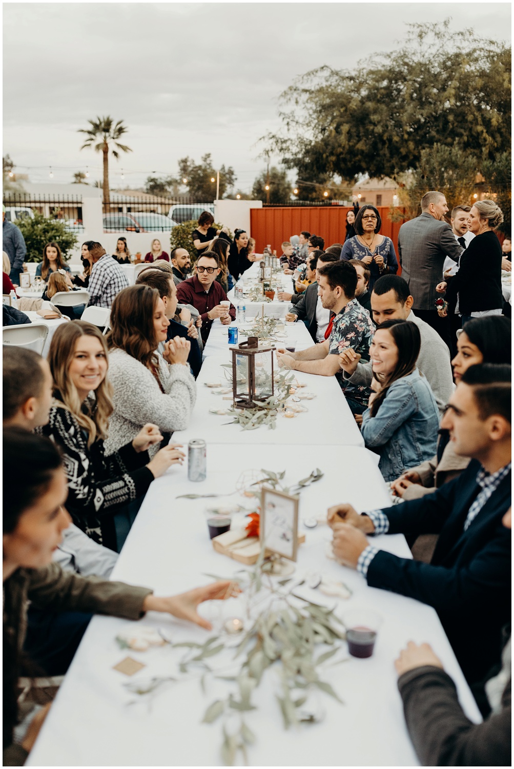 Guests gather together during the reception to share a meal.