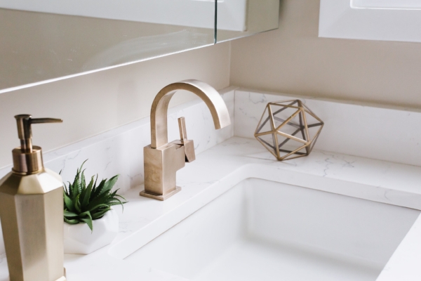 Custom Quartz Countertop Added to Pre-Fab Vanity