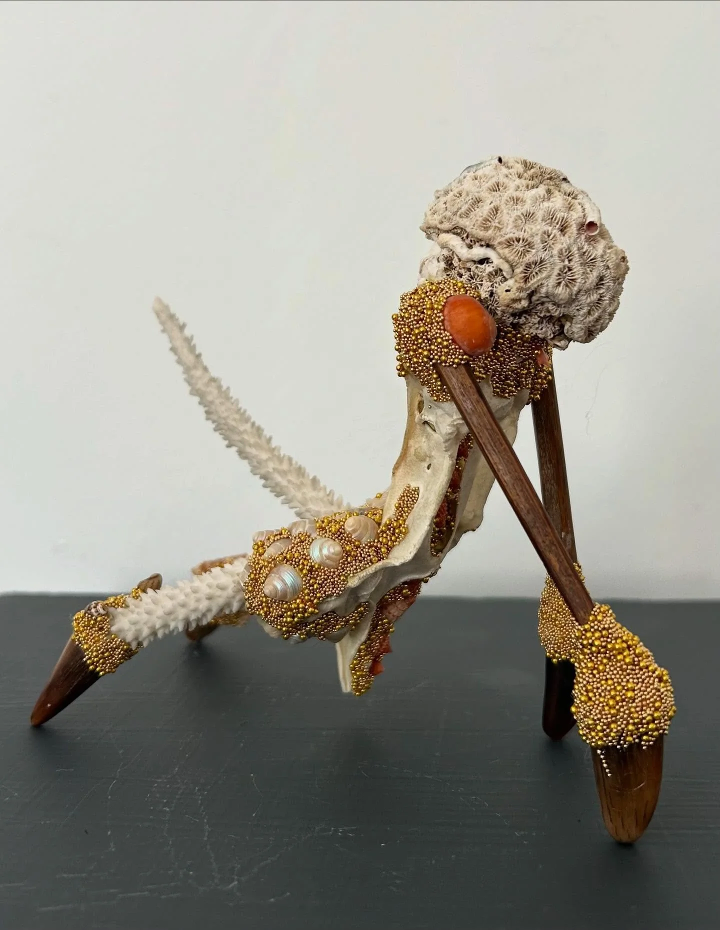 Here stands &lsquo;A Headful of Stars&rsquo; - fishbone, coral, bamboo, and horn. The discarded remnants of holidays and jewellery and puppetry and dinners. #coral #reclaiming #nature #reclaimingdreams #thatwhatwas #thatwhatcanbe #creatures