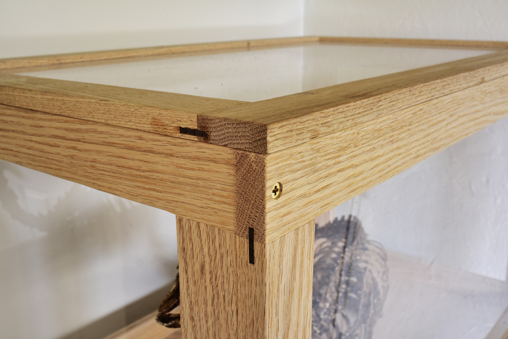 Oak Display Case : Carved skeleton by Jason Borders