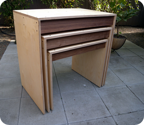 Birch Nesting Tables with Walnut Dowels