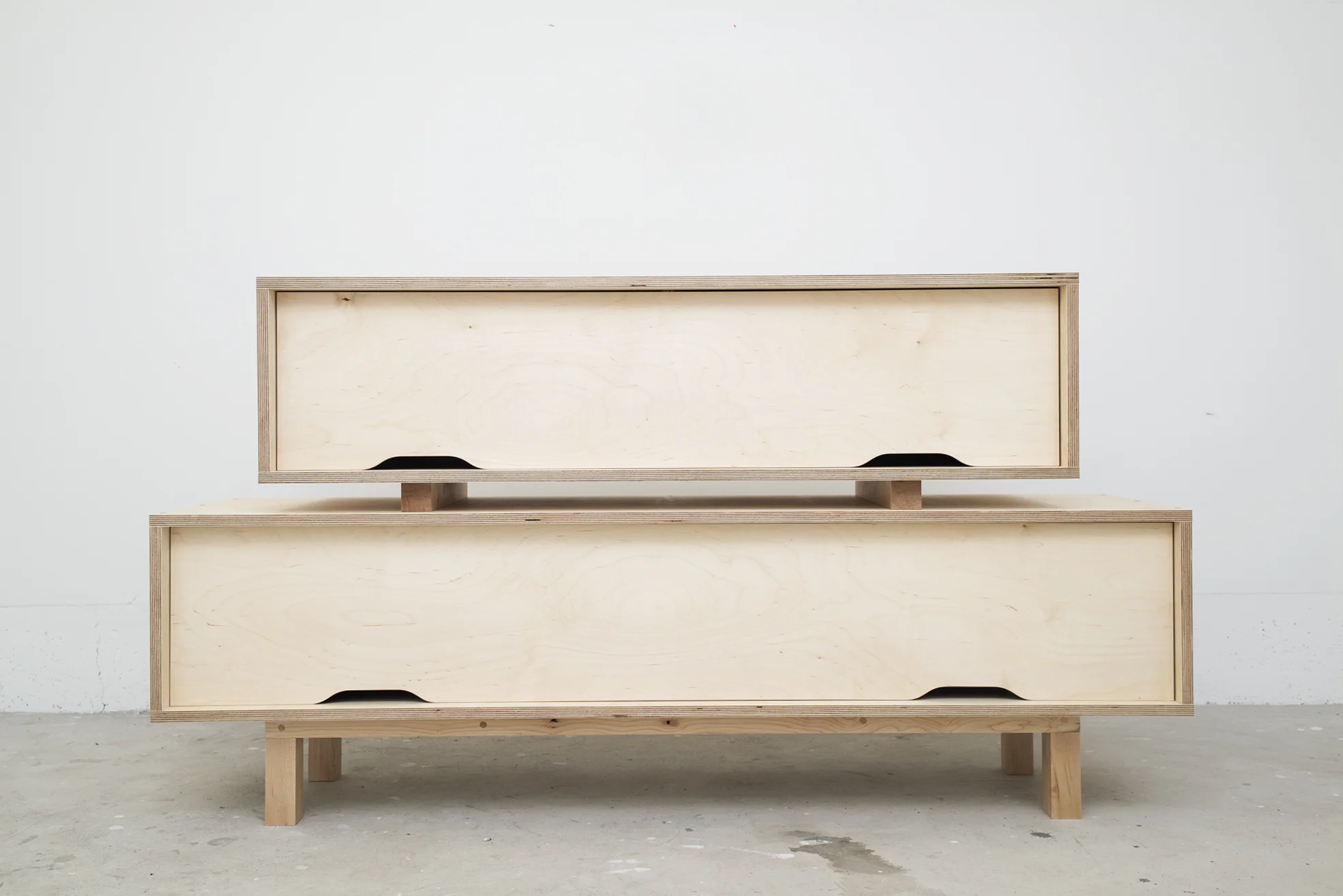 Birch plywood credenza w/ maple legs