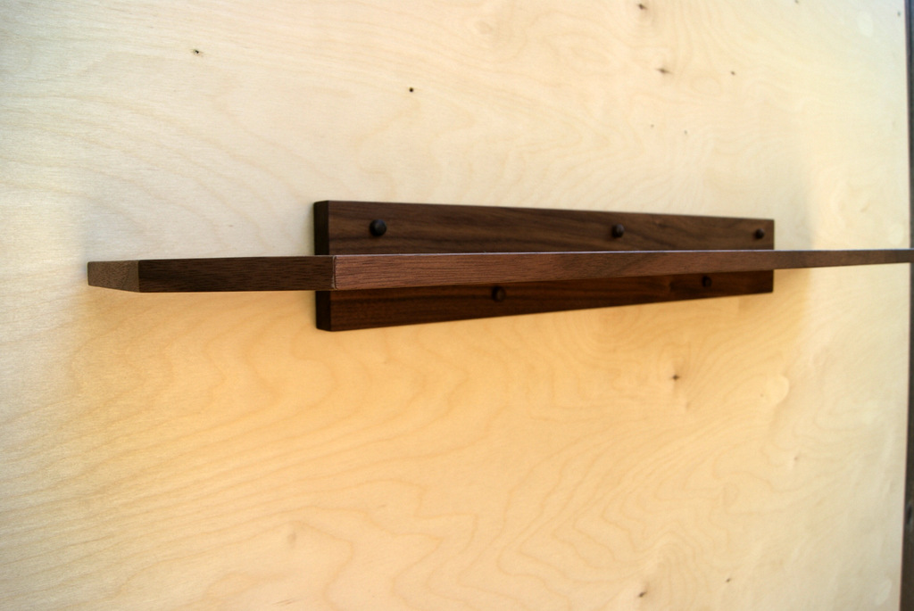 Walnut floating shelves