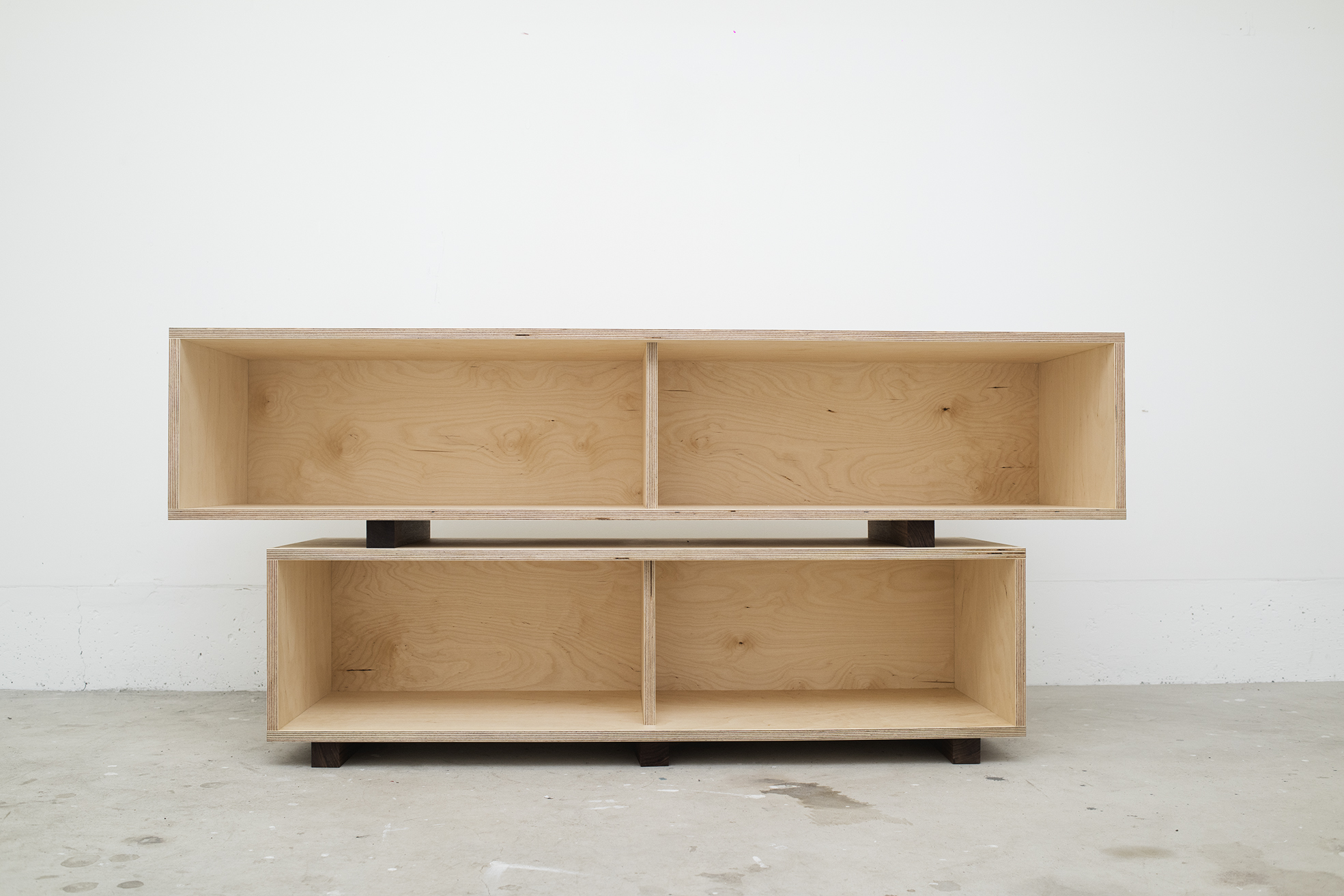 Birch modular storage unit w/ walnut