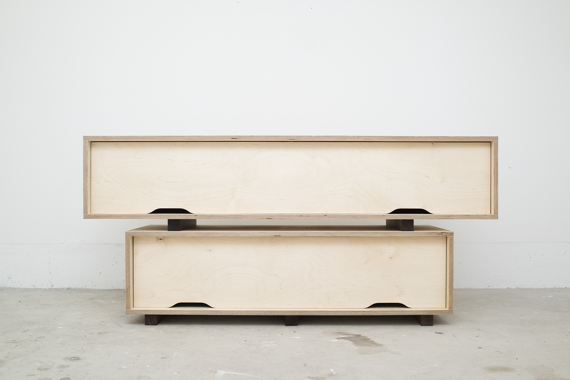 Birch modular storage unit w/ walnut
