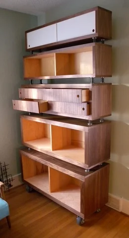 Walnut & Maple Book Shelving Units