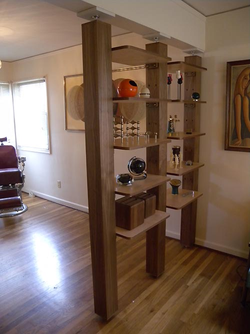 Walnut & Maple Room Divider/Adjustable Shelving Unit
