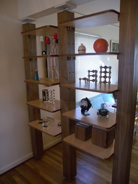 Walnut & Maple Room Divider/Adjustable Shelving Unit