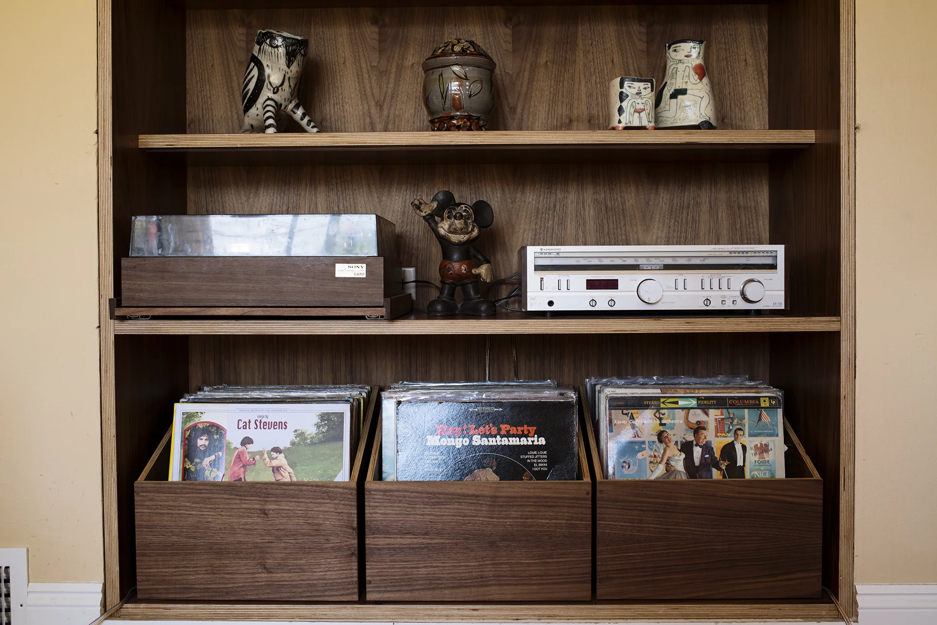 Walnut shelving unit