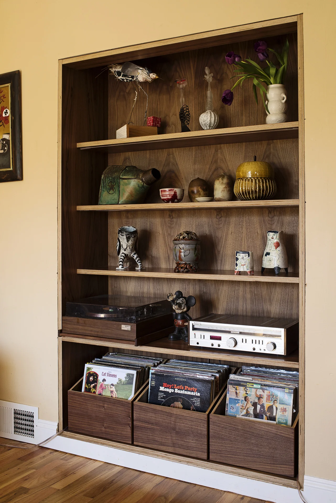 Walnut shelving unit
