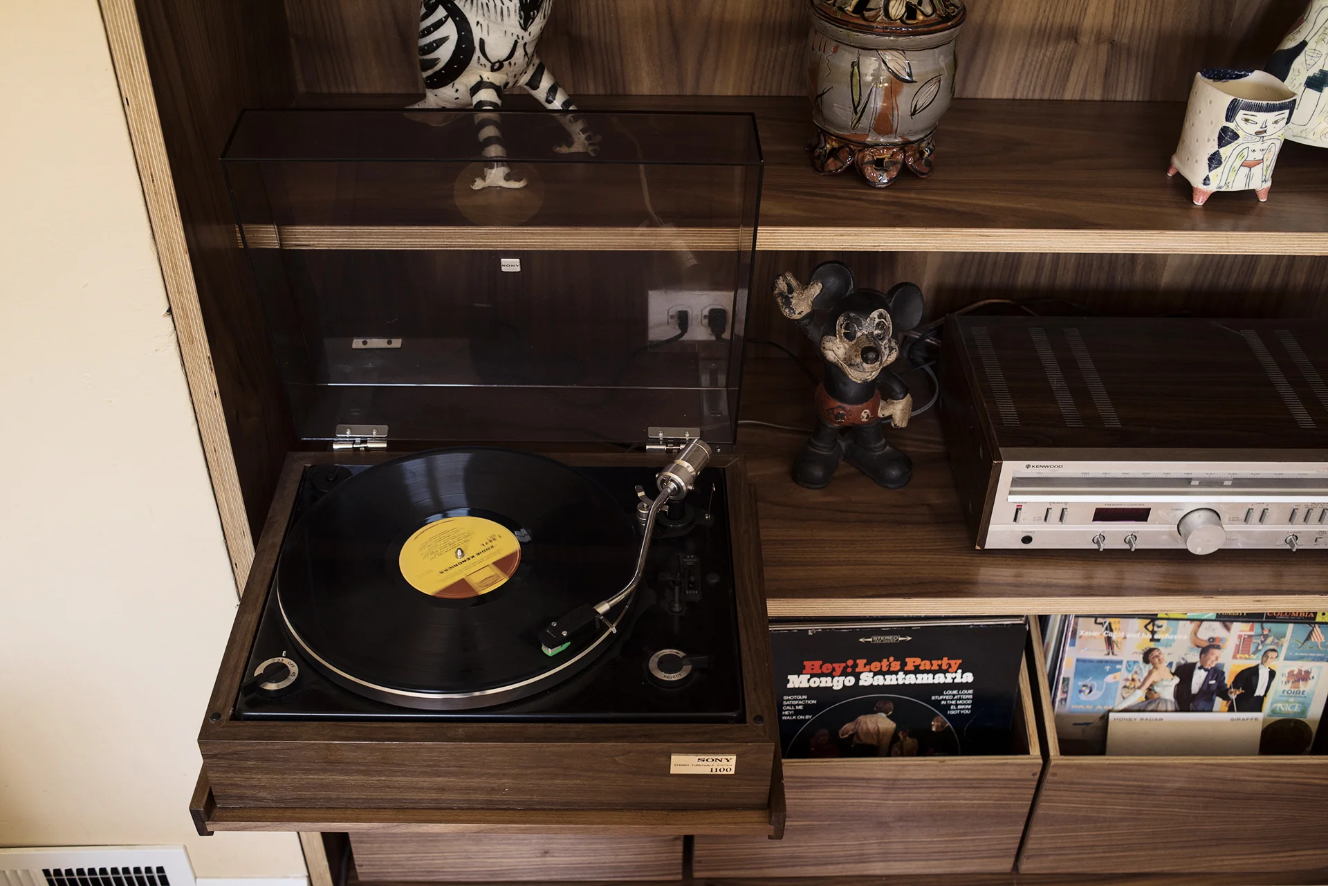 Walnut shelving unit