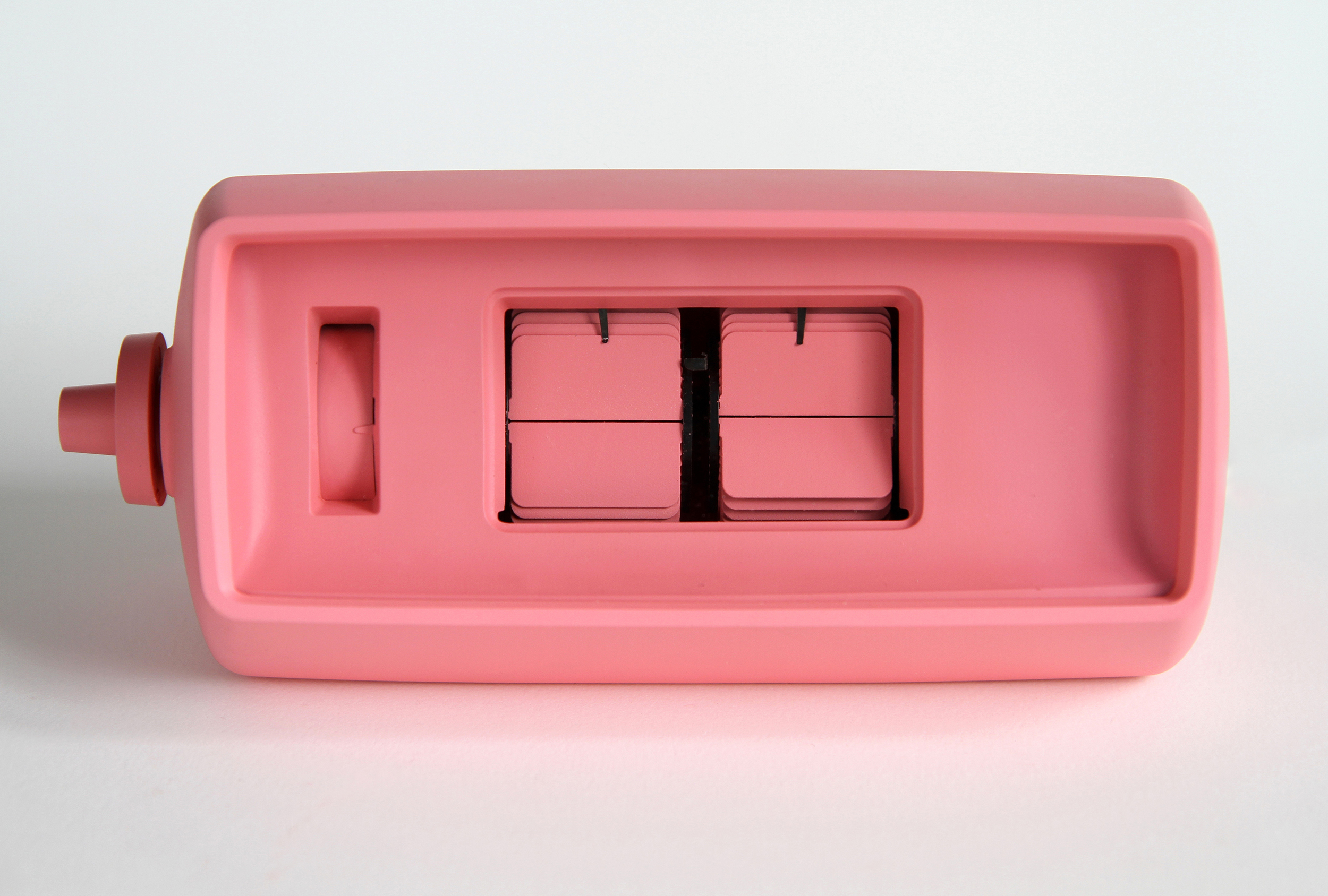   It's Schauss Time  2013 Vintage flip clock, Baker-Miller Pink paint 7x3.5x3.5 inches 