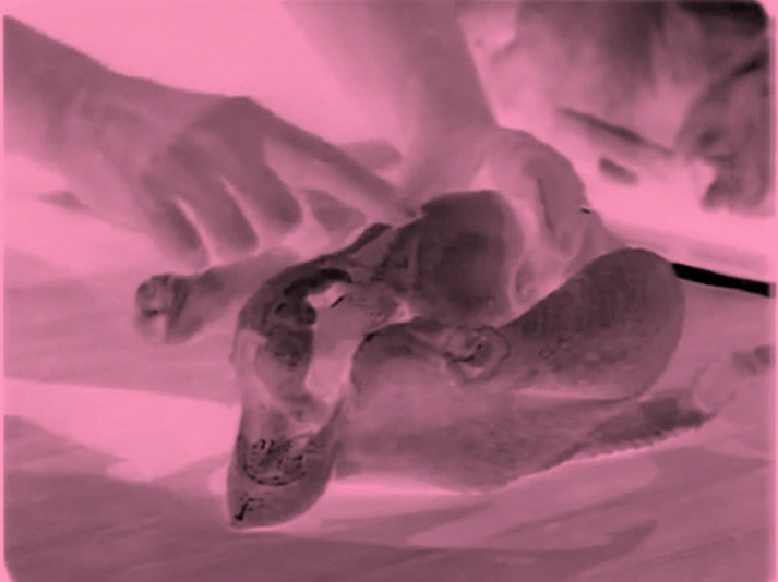 Cooking Shows 2013 (video still) digital video with Baker-Miller Pink filter, duration 1:57 hours (loop)