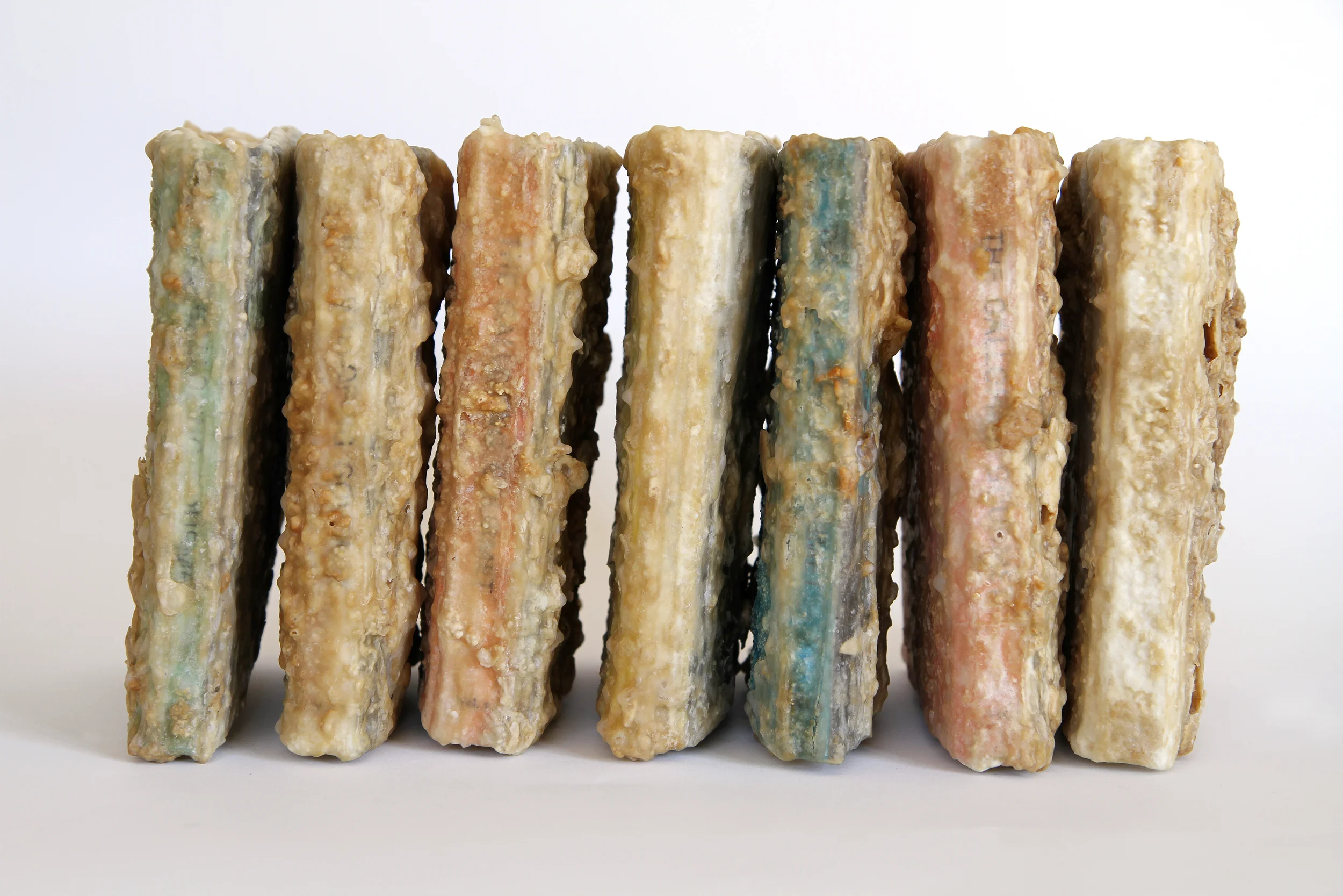 Relic (The Galloping Gourmet Television Cookbook Volume I – VII, Graham Kerr) 2013 Found book, monosodium glutamate (MSG), epoxy Dimensions variable