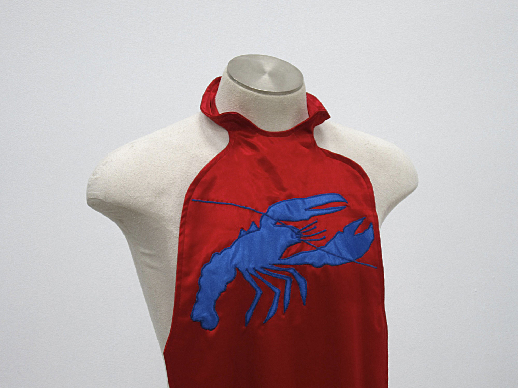   Lobster Bib (Red)  2011 Handmade satin lobster bib dimensions variable 