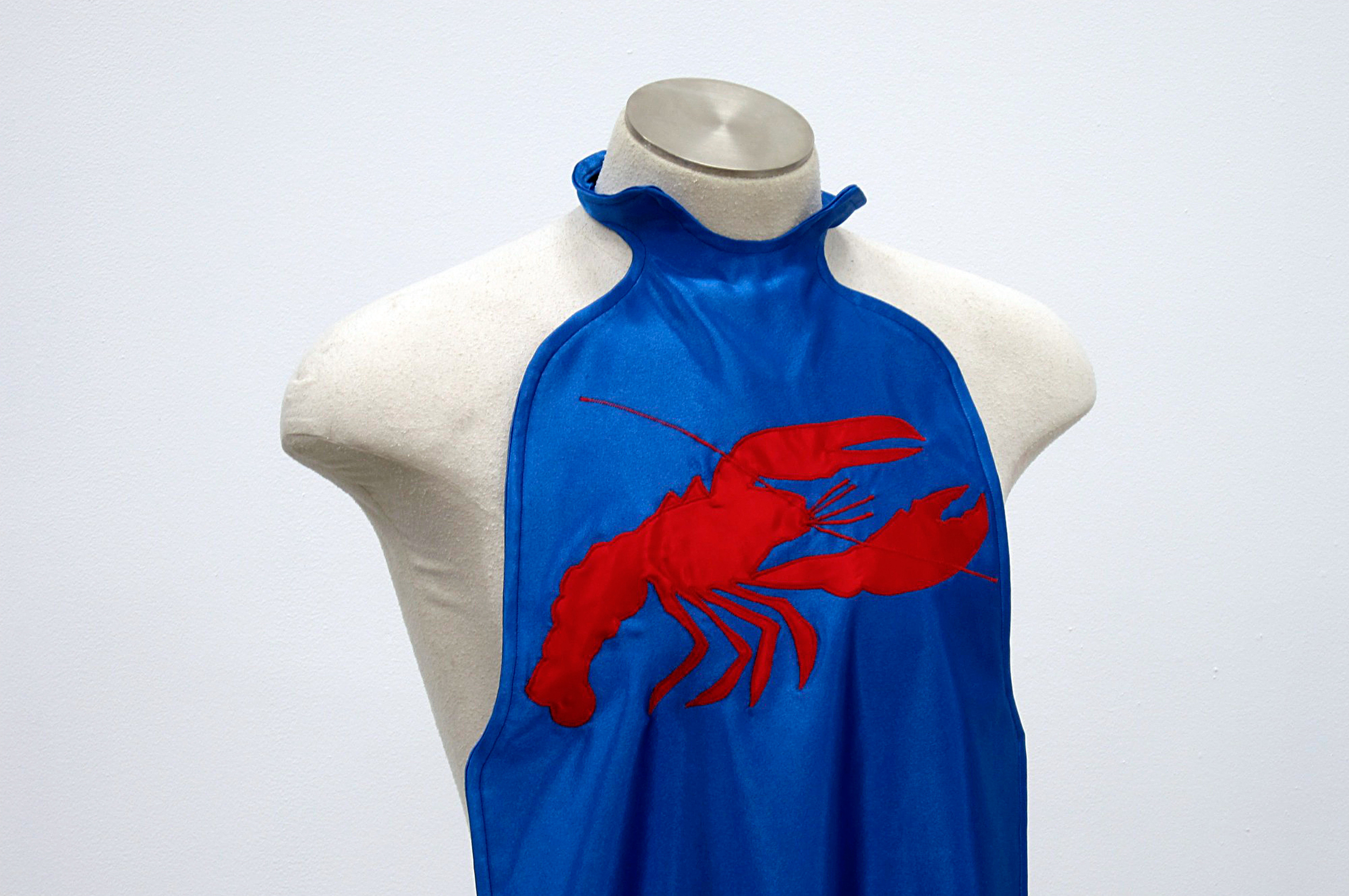   Lobster Bib (Blue)  2011 Handmade satin lobster bib dimensions variable 